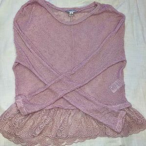 Pink textured made in Morocco size S/P American eagle outfitters sheer lace